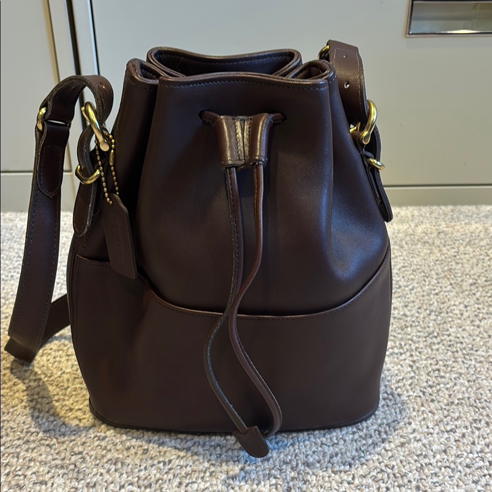 Coach Dark Brown Leather Bucket Bag